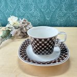 画像1: NORITAKE　ノリタケバーサトーンカップ＆ソーサー　クローバー　ブラウン (1)