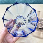画像4: 中心に花　レトロガラス器　ブルーガラス　グレーガラス　10角　1個　各種 (4)
