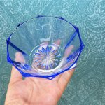 画像8: 中心に花　レトロガラス器　ブルーガラス　グレーガラス　10角　1個　各種 (8)