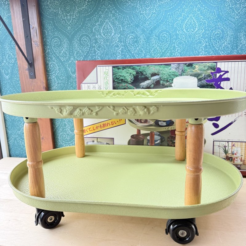 画像2: グリーンのポットワゴン　安全ワゴン　近代建築の和室にみごとに調和する美しいデザイン　 (2)