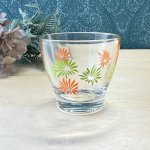 画像1: レトログラス　冷茶　台形　花柄　グリーン　オレンジ　 (1)
