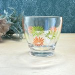 画像2: レトログラス　冷茶　台形　花柄　グリーン　オレンジ　 (2)