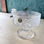 画像4: HOYA　保谷　美しい葉模様のガラスの足付きアイスクリームカップ　デザートグラス (4)