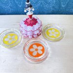 画像1: ガラスのコースター　豆皿　お花柄　イエロー　オレンジ　各種　 (1)