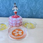 画像2: ガラスのコースター　豆皿　お花柄　イエロー　オレンジ　各種　 (2)