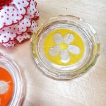 画像4: ガラスのコースター　豆皿　お花柄　イエロー　オレンジ　各種　 (4)