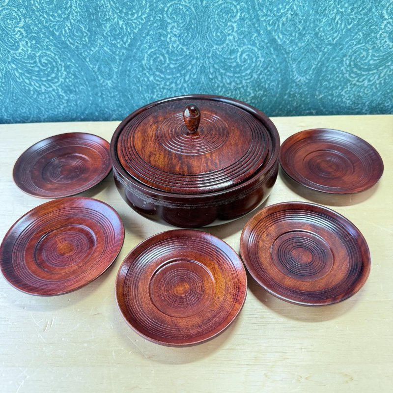 画像1: 木製　菓子器　茶托　漆器　セット　 (1)