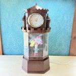 画像1: 回転式ライト　光ファイバー　キャッスルウォッチ　昭和インテリア　時計　お城　deadstock　造花 (1)