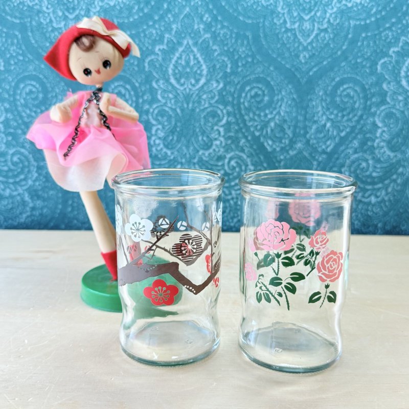 画像1: ワンカップグラス　梅　薔薇　各種 (1)