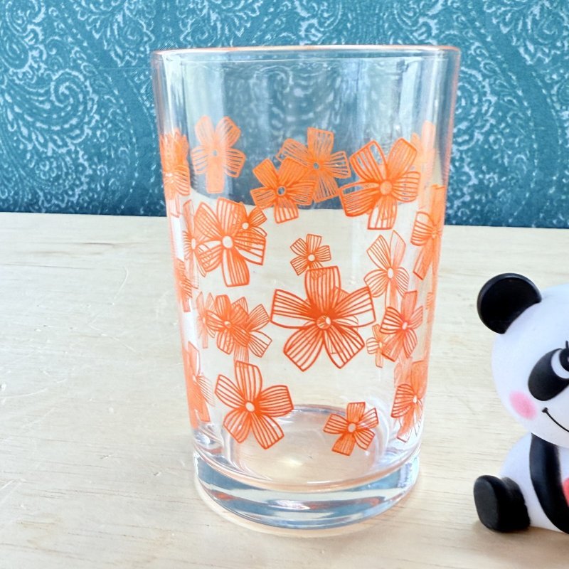 画像2: オレンジ　リボンフラワー　グラス　タンブラー　花柄 (2)