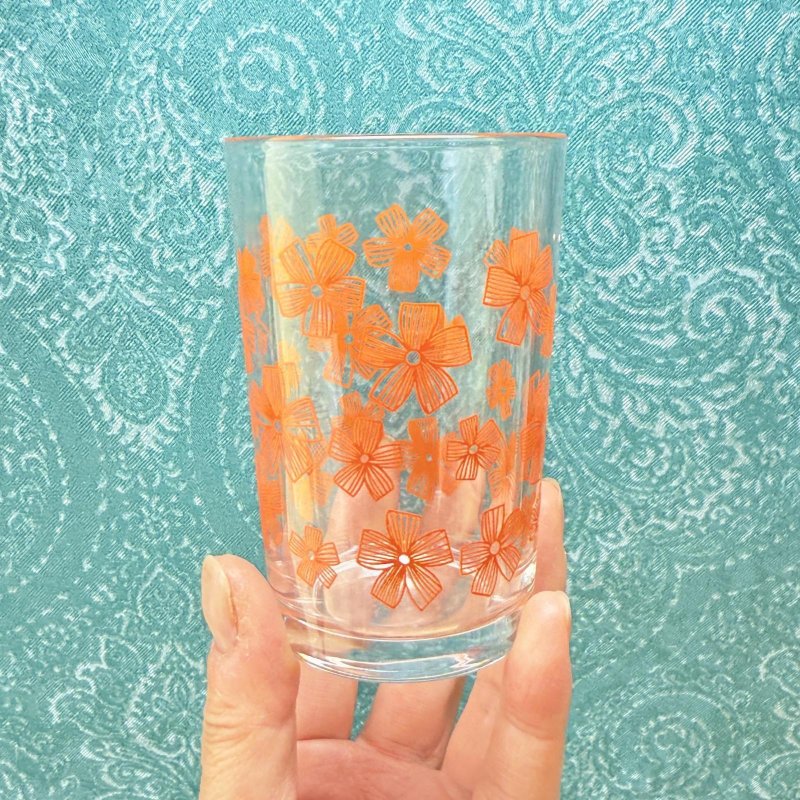 画像5: オレンジ　リボンフラワー　グラス　タンブラー　花柄 (5)