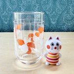 画像1: オレンジ×ホワイト　ユリの花？　グラス　 (1)