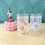 画像1: レースが可愛らしい　花柄グラス　タンブラー　オレンジ系　ブルー系　各種　 (1)