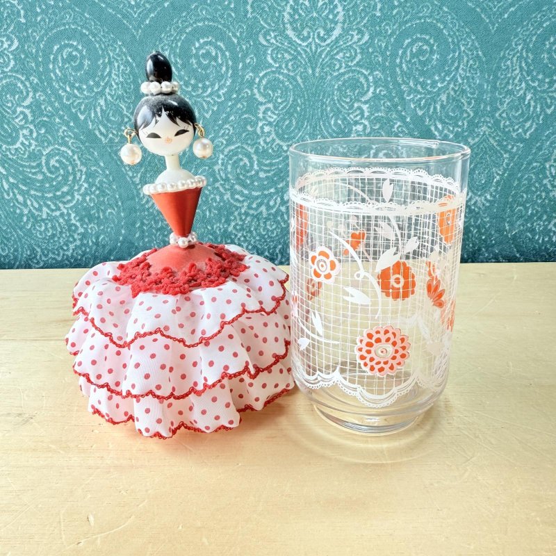 画像4: レースが可愛らしい　花柄グラス　タンブラー　オレンジ系　ブルー系　各種　 (4)