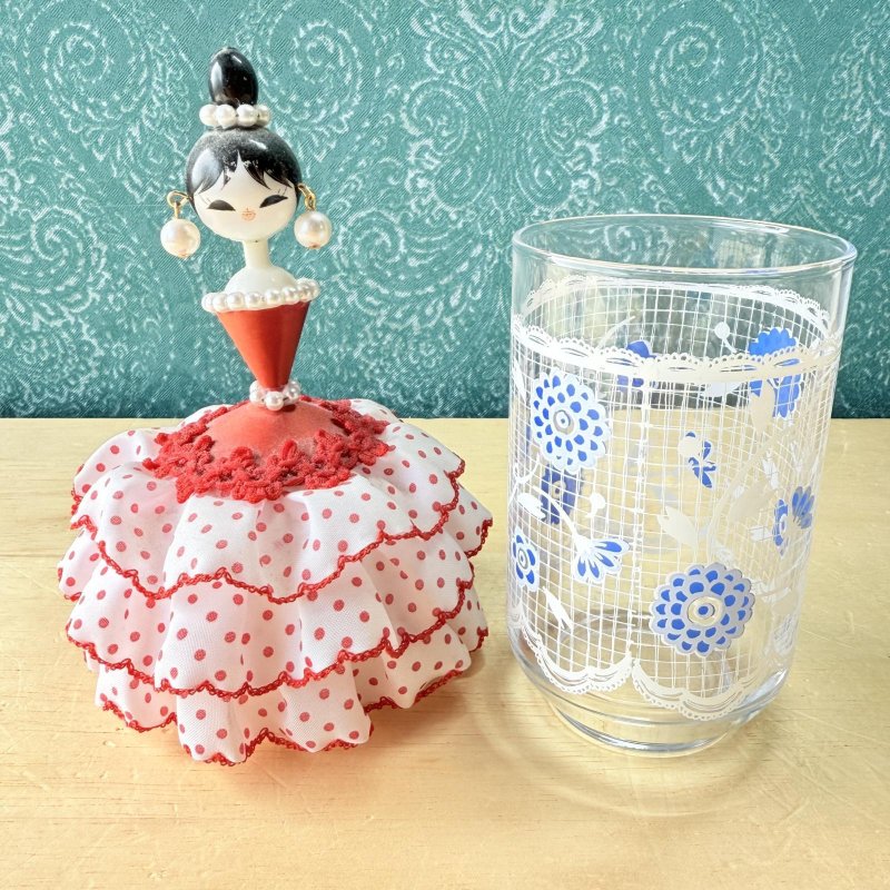 画像5: レースが可愛らしい　花柄グラス　タンブラー　オレンジ系　ブルー系　各種　 (5)