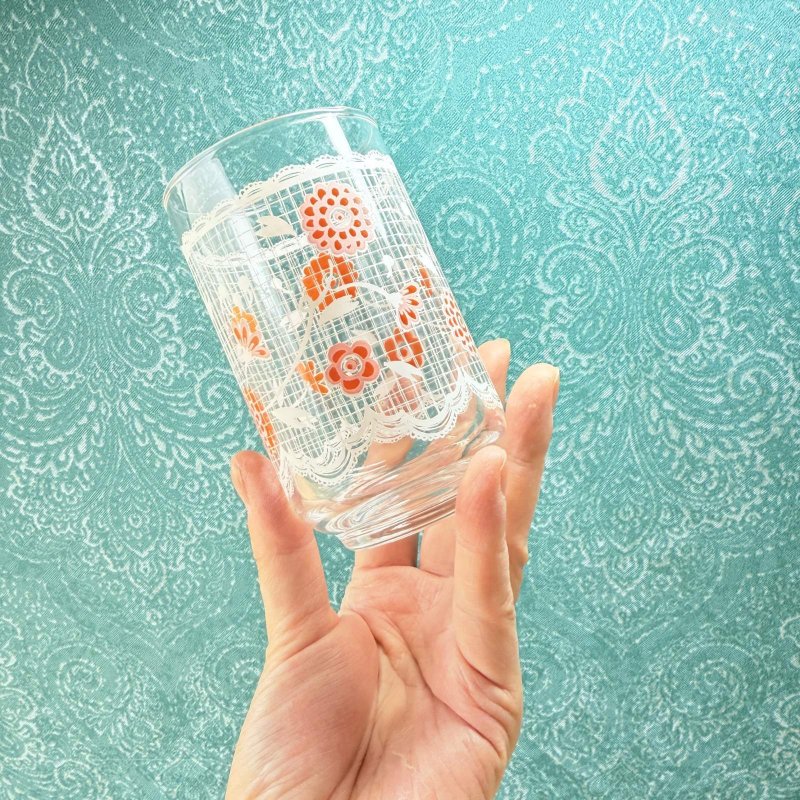 画像6: レースが可愛らしい　花柄グラス　タンブラー　オレンジ系　ブルー系　各種　 (6)
