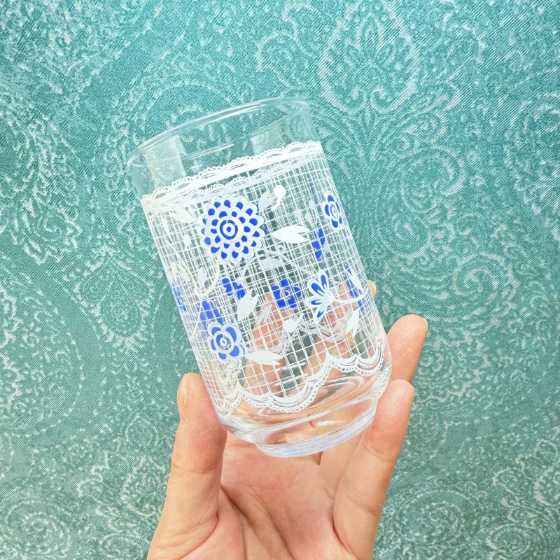 画像7: レースが可愛らしい　花柄グラス　タンブラー　オレンジ系　ブルー系　各種　 (7)