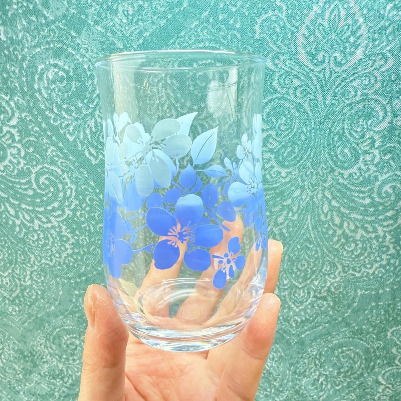 画像5: 佐々木ガラス　まるみくびれグラス　タンブラー　ブルーグラデーション花柄　 (5)