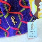 画像3: Roberta di Camerino ロベルタ ベルベット巾着 ネイビー系 (3)