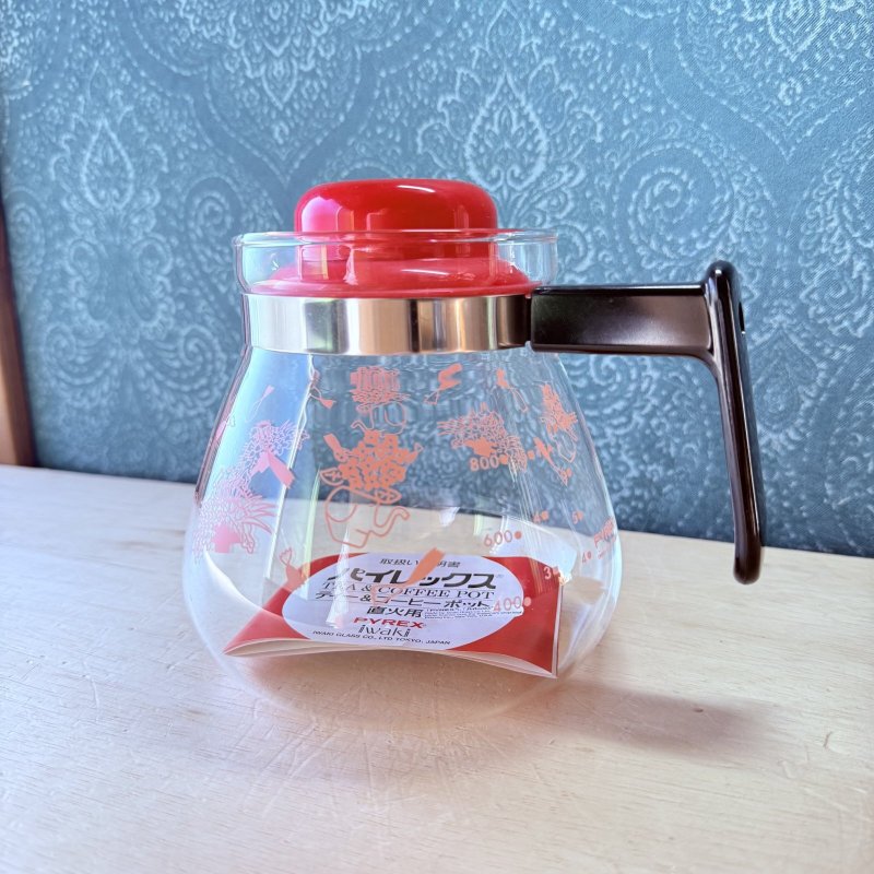 画像2: Pyrex　パイレックス　ティー＆コーヒーポットフレンディIII　直火用　岩城硝子　ピンクブーケ柄　5cup　800ｍｌ (2)