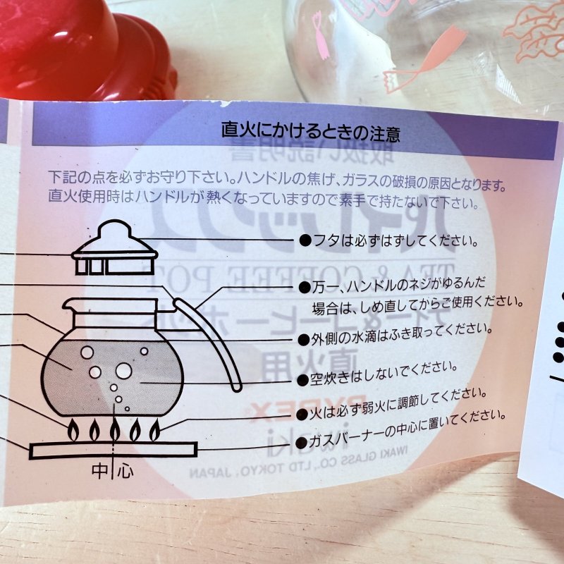 画像6: Pyrex　パイレックス　ティー＆コーヒーポットフレンディIII　直火用　岩城硝子　ピンクブーケ柄　5cup　800ｍｌ (6)