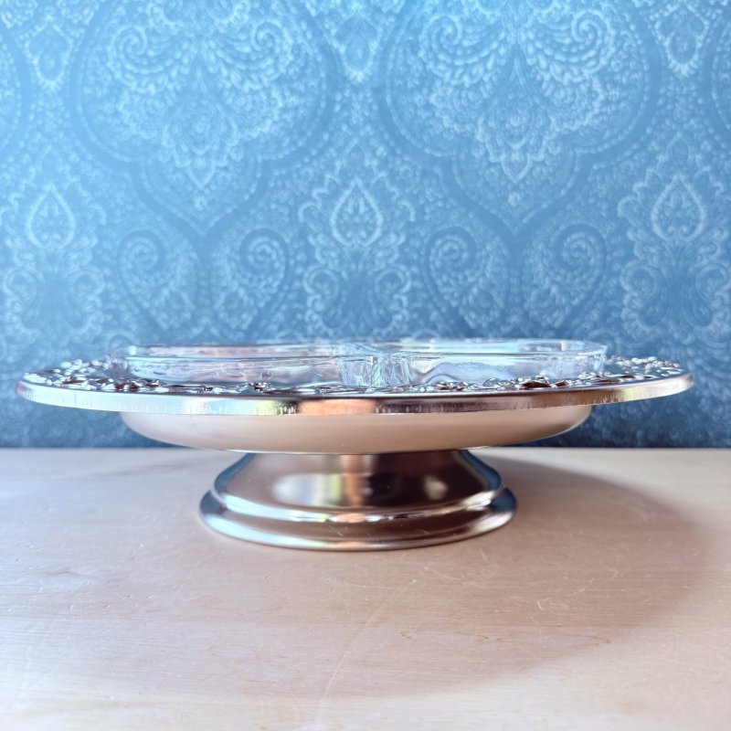 画像3: 回転式オードブルトレイ　卓上トレー　パーティっぽくお菓子やフルーツに！　ステンレス＆ガラス製 (3)