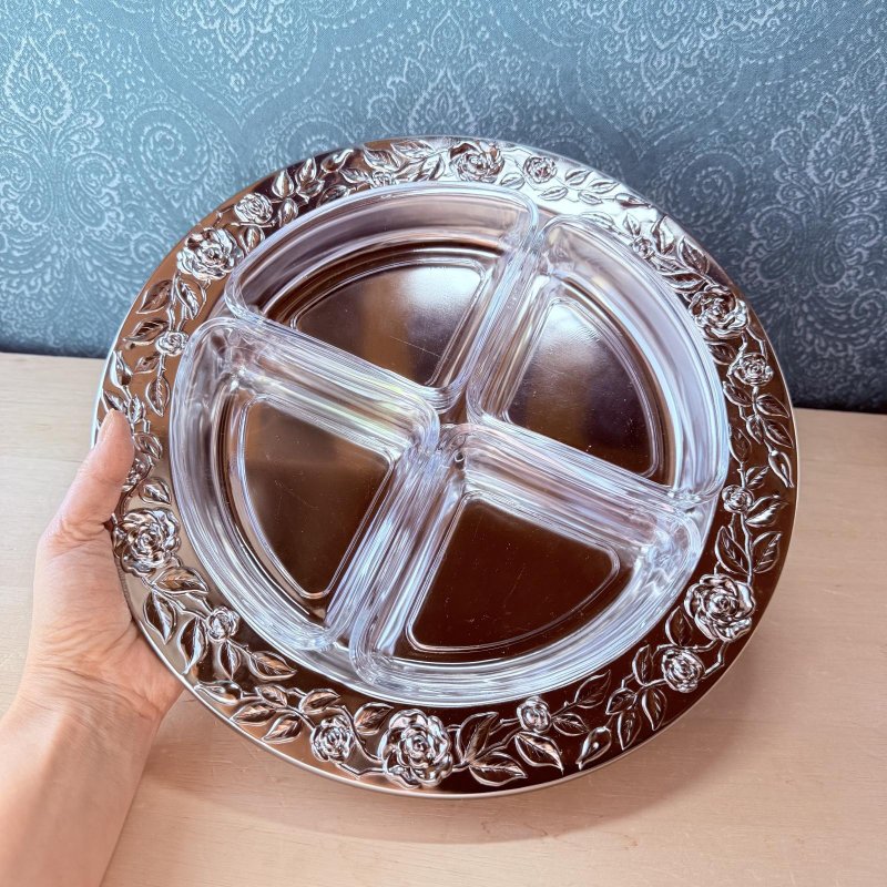 画像5: 回転式オードブルトレイ　卓上トレー　パーティっぽくお菓子やフルーツに！　ステンレス＆ガラス製 (5)