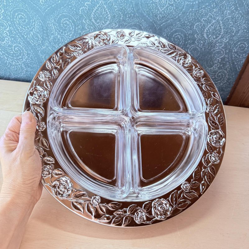 画像8: 回転式オードブルトレイ　卓上トレー　パーティっぽくお菓子やフルーツに！　ステンレス＆ガラス製 (8)