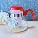 画像1: HARIO ハリオ　茶こし付きポット　ガーデン　L型ストレーナー付きサーバー　　レッド (1)