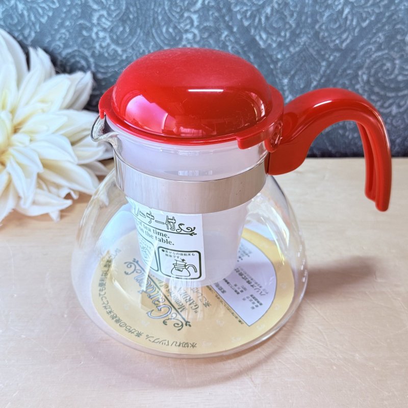 画像2: HARIO ハリオ　茶こし付きポット　ガーデン　L型ストレーナー付きサーバー　　レッド (2)