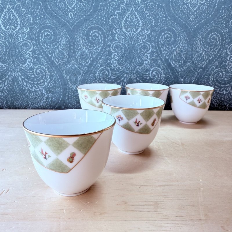 画像1: 乃りたけ常葉草　和　ノリタケ　湯飲み5組揃え　 (1)