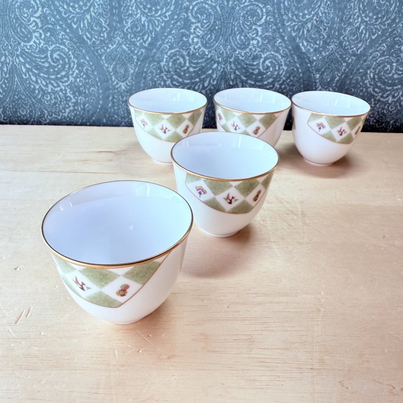 画像2: 乃りたけ常葉草　和　ノリタケ　湯飲み5組揃え　 (2)