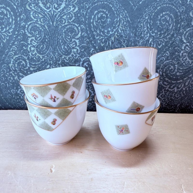 画像8: 乃りたけ常葉草　和　ノリタケ　湯飲み5組揃え　 (8)