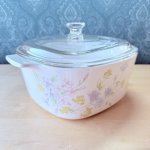 画像4: Pyrex　パイレックス蓋　コーニングウェア　パステルブーケ　スクエアキャセロール　鍋　花柄　パイロセラム (4)