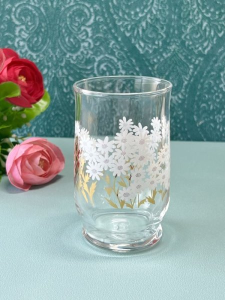 画像1: 佐々木ガラス　金の白い小花グラス　花柄　GL279 (1)