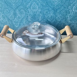 レトロ アルミ両手鍋 18cm アルカラーステン オレンジ 未使用