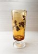 画像1: ADERIAアデリア　ゴールドローズ　アンバーガラスの足付きグラス　花柄 (1)