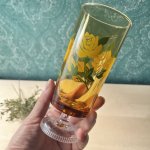 画像8: 再入荷　当事物　ADERIA　アデリアガラス　STスラック9　C1045　マスカレード　薔薇　アンバー花柄　足付きグラス　G817 (8)