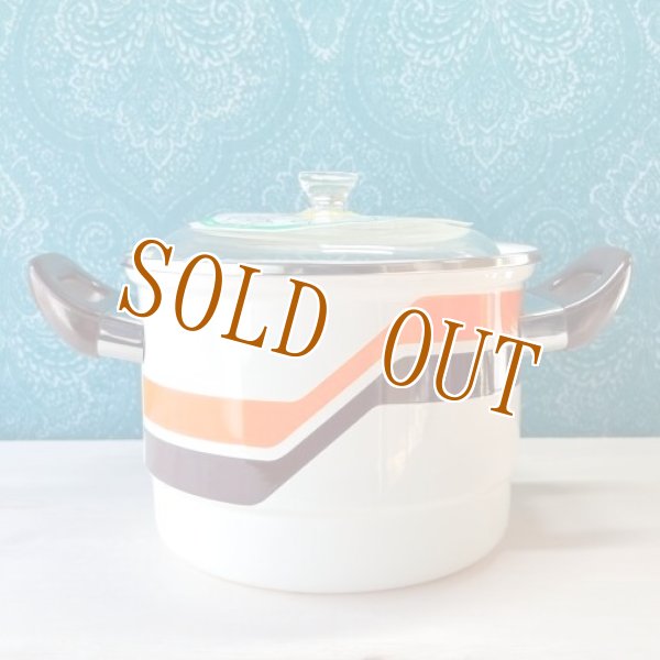 山博工業 ヤマヒロホーロー鍋 蒸し器 ガラス蓋 深鍋 オレンジブラウン