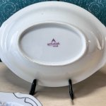 画像7: YAMANISHI CHINA レモン型カレーシチュー皿　ピンクグレーフラワー　花柄　1枚 (7)