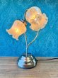 画像3: アンティークゴールド　花のガラスシェードのテーブルランプ　卓上ライト　タッチライト　KG751 (3)