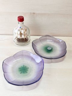 SOGA GLASS 曽我ガラスの昔のガラス器 大皿 モダンカット 60年代 GU179