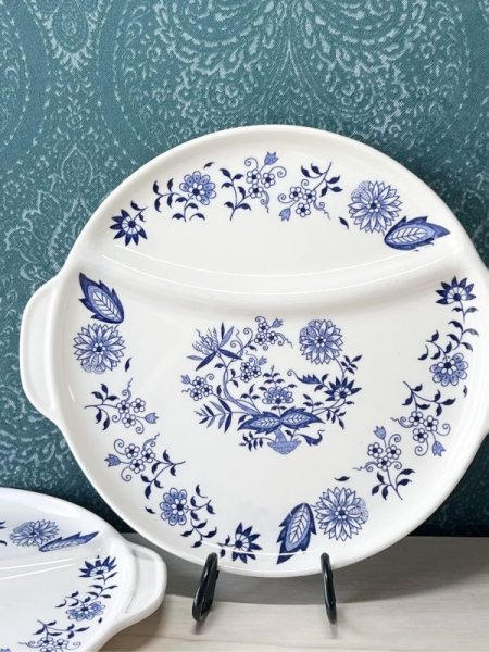 画像1: ブルーオニオン柄のワンプレート皿　陶器製　S165 (1)