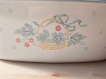 画像4: corning ware blue ribbon flower  コーニングガラス蓋キャセロール鍋　花柄　21cm (4)