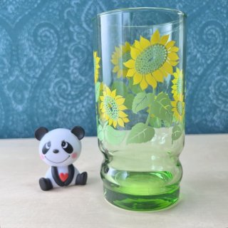 昭和レトロ 名も無き色ガラス パープルとグリーン M-8573-PG 七宝笹の葉文様 ミニオールド ピンクグリーン 江戸