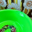 画像6: アウトレット　在庫限り特価！大きな洗い桶　花柄　グリーン　水切り付き (6)