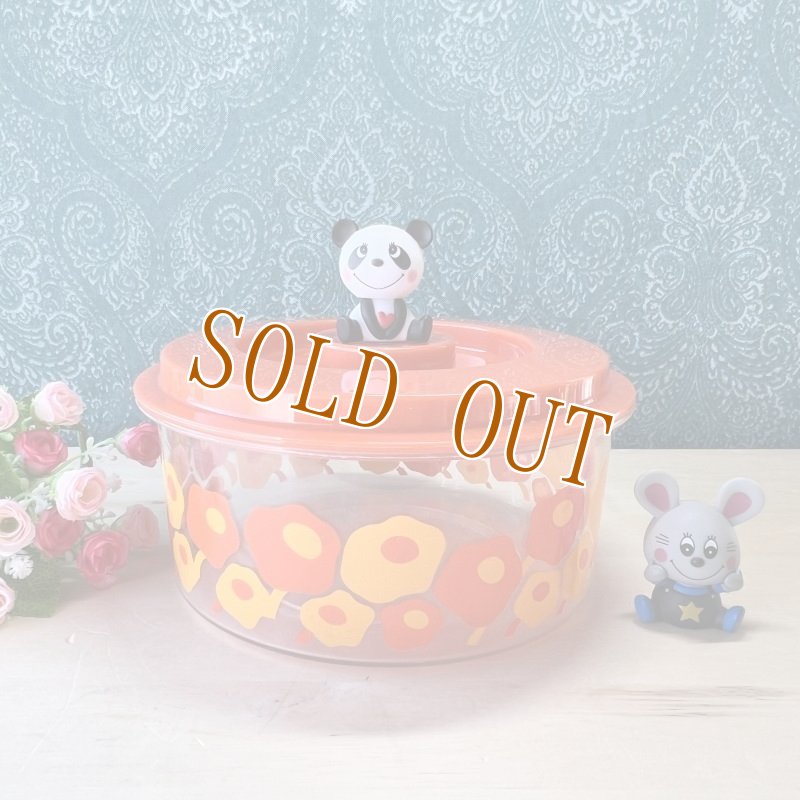 画像1: ベイビーわるきゅーれドラマタイアップ品　MARUMIYA　プラスチックキャニスター　丸大　オレンジ　レトロポップ花柄　 (1)