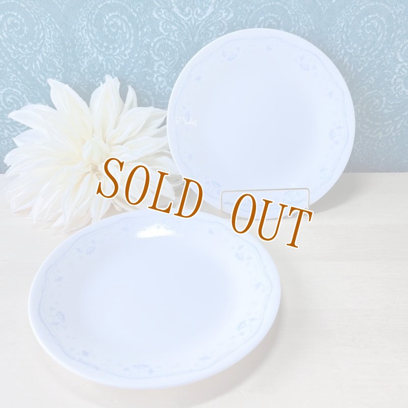 画像1: コレールCORELLE　ブルーフローラル　17cmプレート皿　2枚セット　vintage (1)