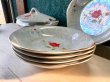 画像7: charm ware チャームウェア　スープ皿とスープポットのセット　カレー皿にも　パール花柄　オレンジ系　vintage (7)