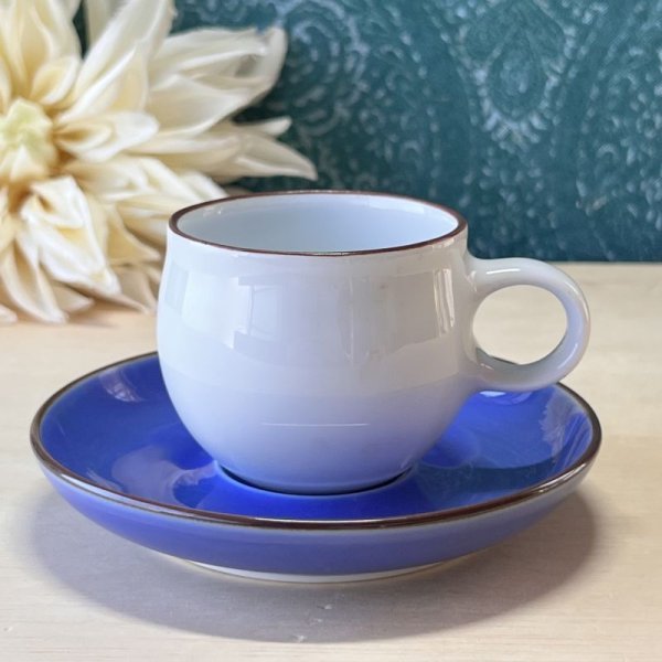 画像1: 白山陶器　波佐見焼　Ｇ型デミタスカップ＆ソーサー　ブルー＆ホワイト (1)